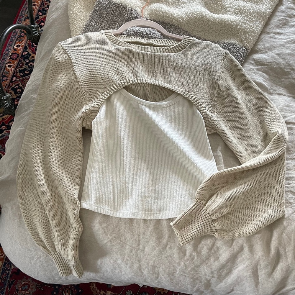 Zara tank and shoulder sleeve sweater